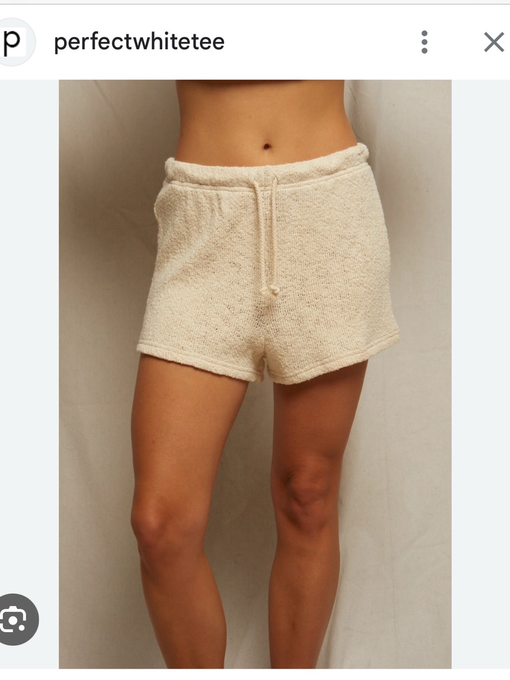 Perfectwhitetee Cream Terry Drawstring Shorts size XS